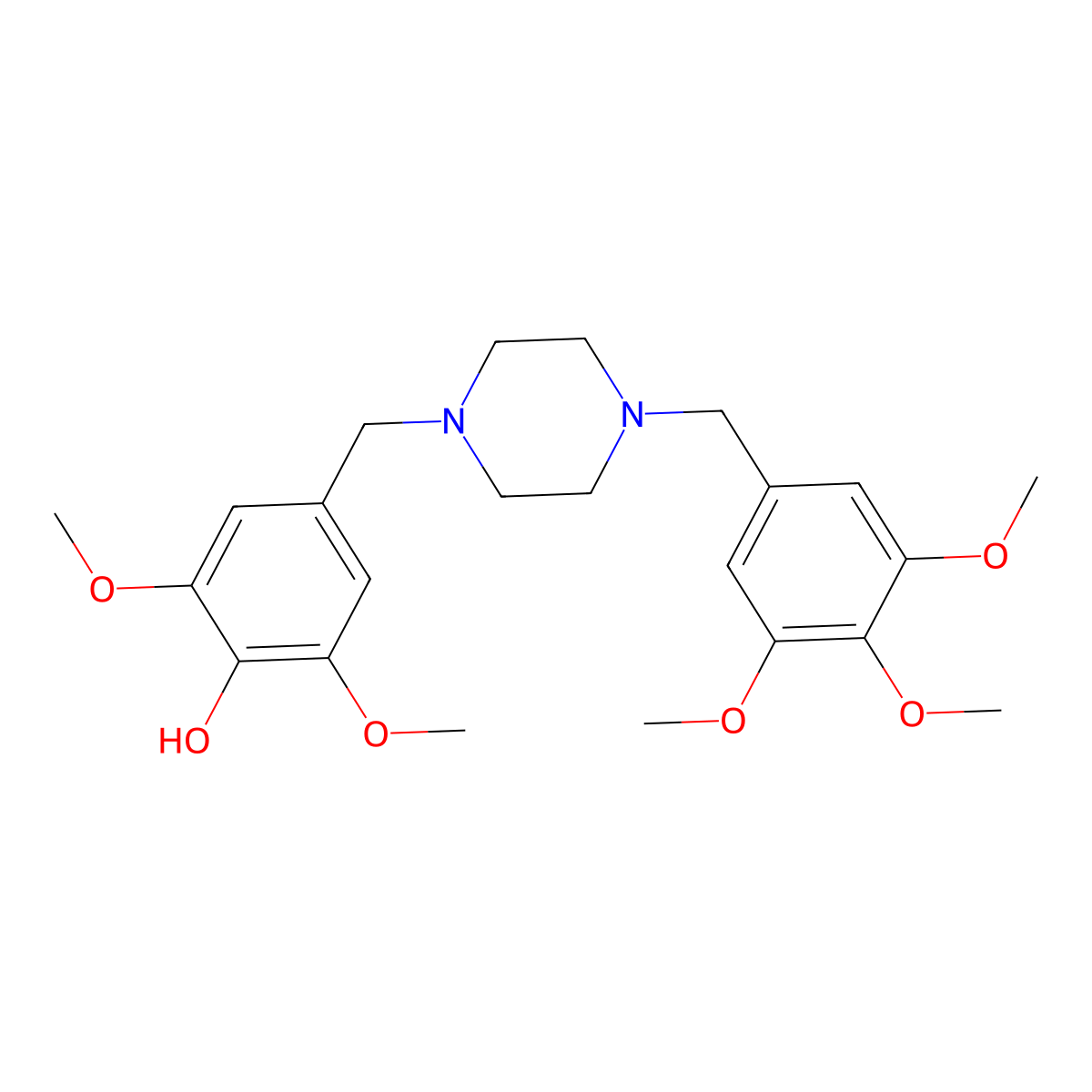 2,6-Dimethoxy-4-[[4-[(3,4,5-trimethoxyphenyl)methyl]piperazin-1-yl]methyl]phenol molecular structure, CAS 423748-41-8