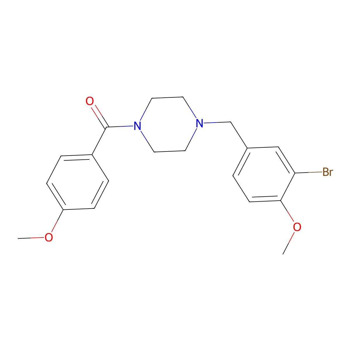 [4-[(3-Bromo-4-methoxyphenyl)methyl]piperazin-1-yl]-(4-methoxyphenyl)methanone molecular structure, CAS 423748-44-1