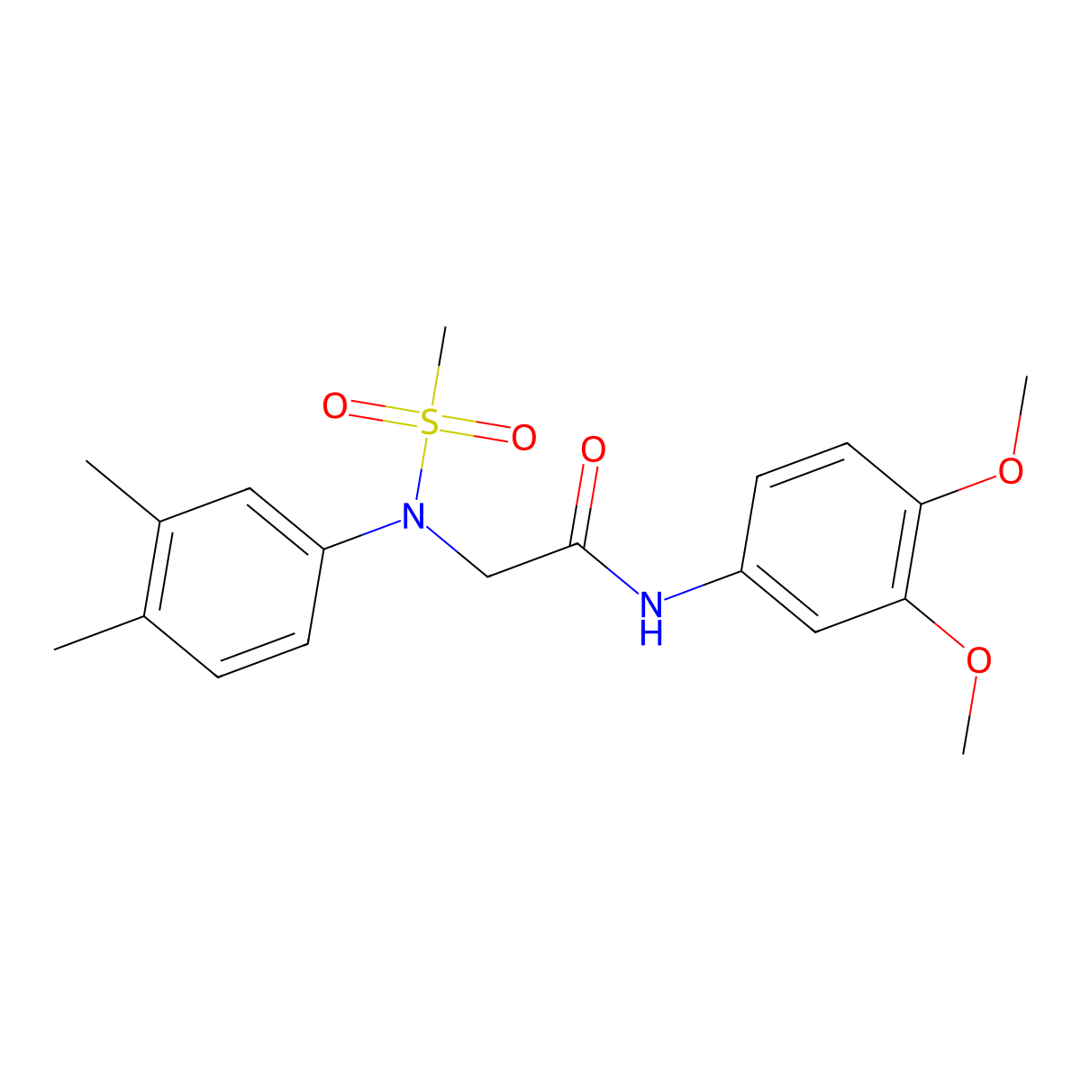 N-(3,4-dimethoxyphenyl)-2-(3,4-dimethyl-N-methylsulfonylanilino)acetamide molecular structure, CAS 423748-61-2
