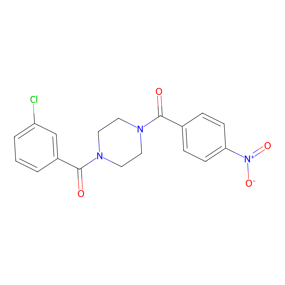 [4-(3-Chlorobenzoyl)piperazin-1-yl]-(4-nitrophenyl)methanone molecular structure, CAS 423748-65-6
