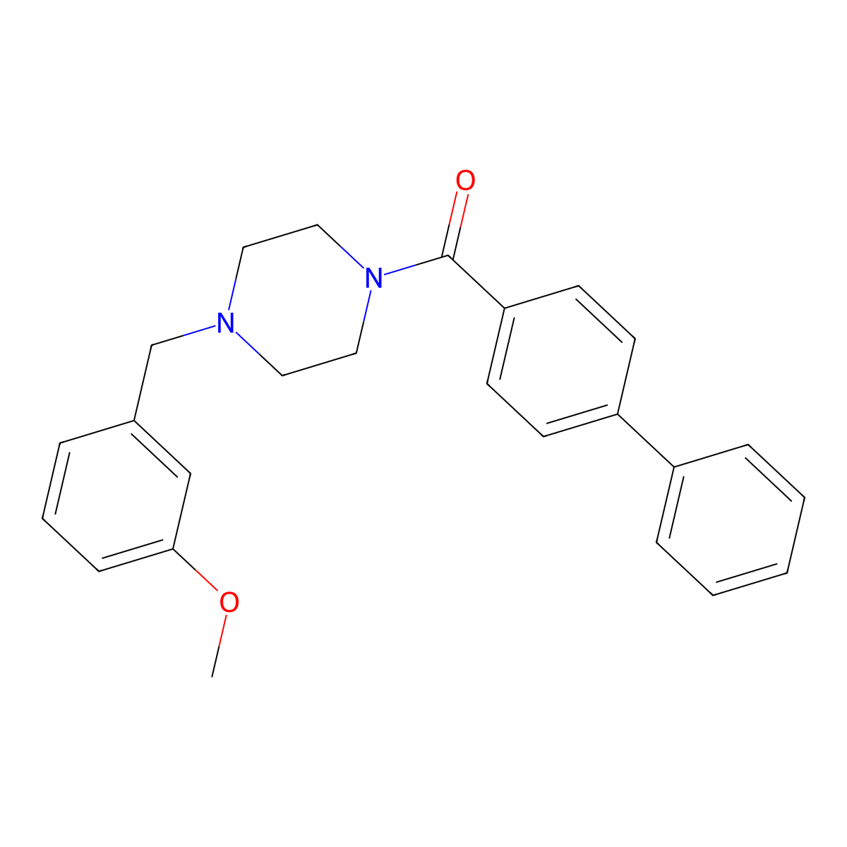Biphenyl-4-yl[4-(3-methoxybenzyl)piperazin-1-yl]methanone molecular structure, CAS 423748-66-7
