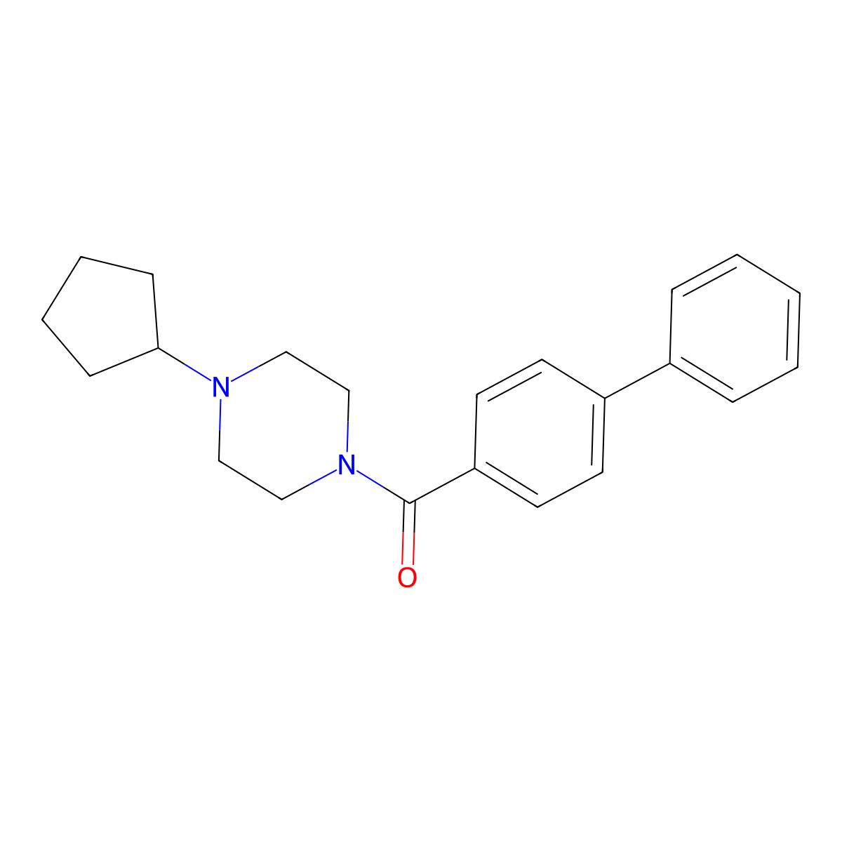 Biphenyl-4-yl(4-cyclopentylpiperazin-1-yl)methanone molecular structure, CAS 423748-73-6