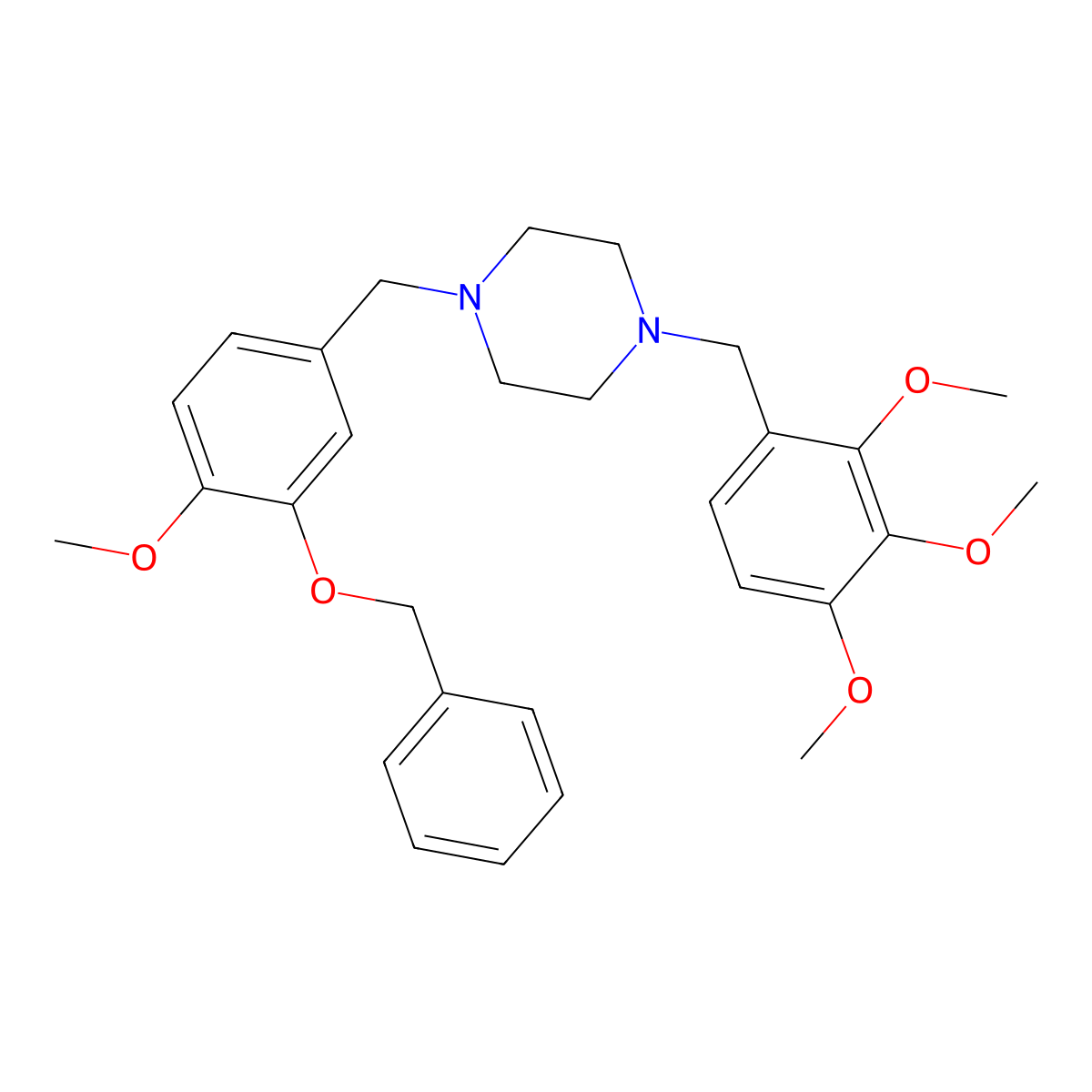 1-[3-(Benzyloxy)-4-methoxybenzyl]-4-(2,3,4-trimethoxybenzyl)piperazine molecular structure, CAS 423748-76-9