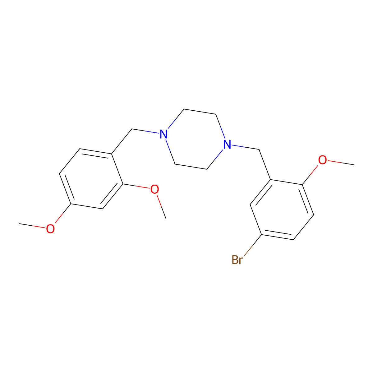 1-(5-Bromo-2-methoxybenzyl)-4-(2,4-dimethoxybenzyl)piperazine molecular structure, CAS 423748-80-5
