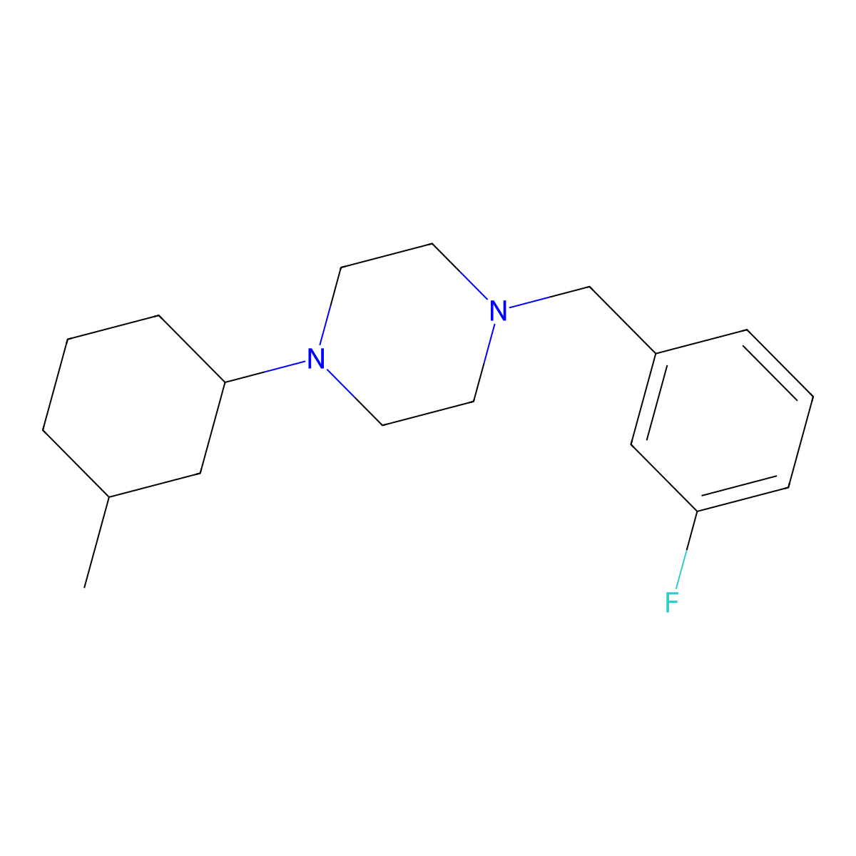 1-(3-Fluorobenzyl)-4-(3-methylcyclohexyl)piperazine molecular structure, CAS 423748-81-6