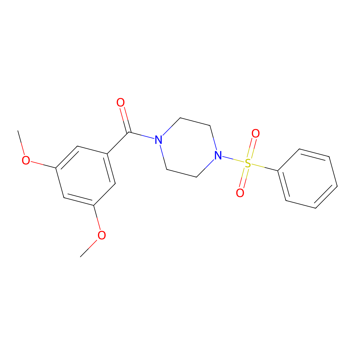(4-Benzenesulfonyl-piperazin-1-yl)-(3,5-dimethoxy-phenyl)-methanone molecular structure, CAS 423748-84-9