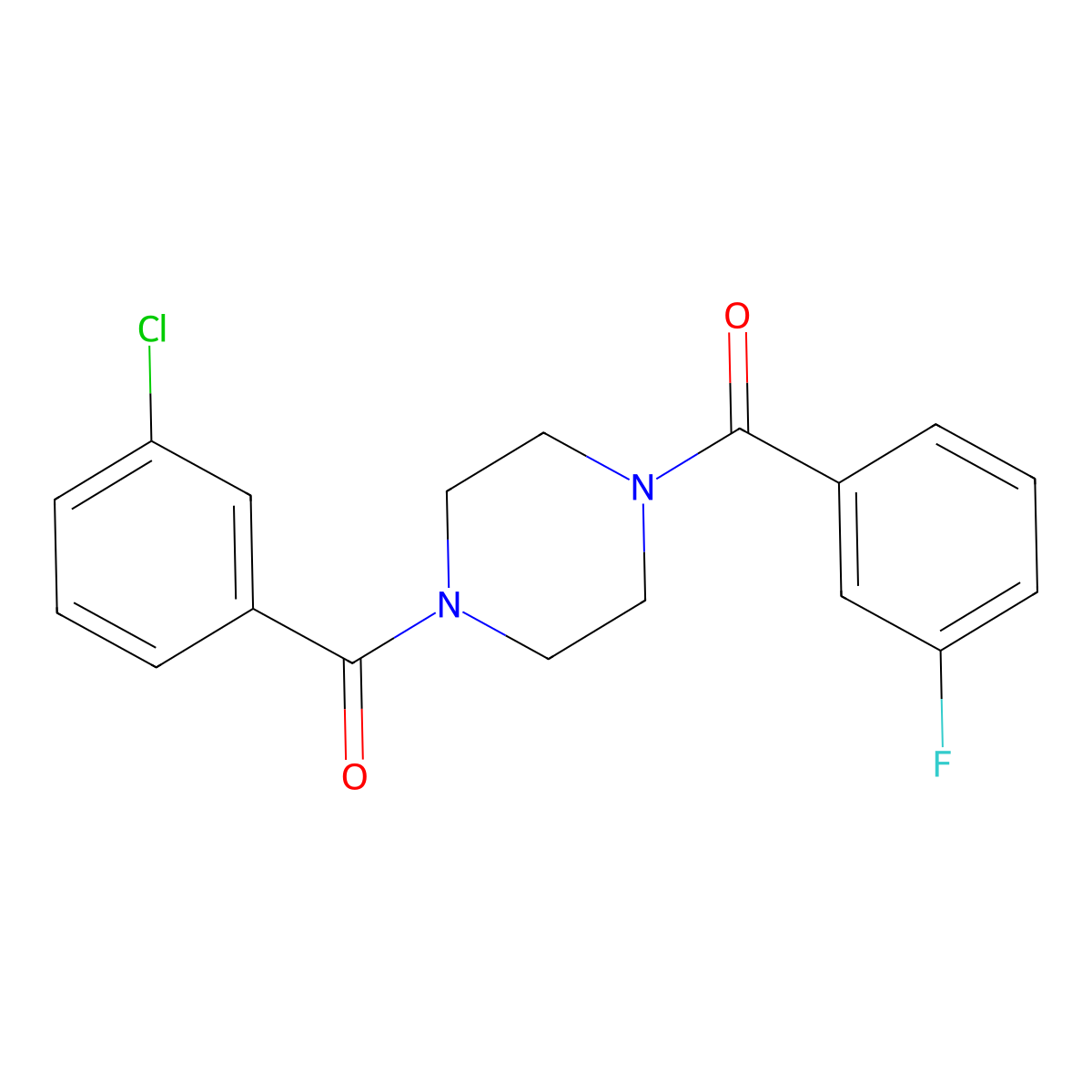 [4-(3-Chlorobenzoyl)piperazin-1-yl](3-fluorophenyl)methanone molecular structure, CAS 423748-90-7