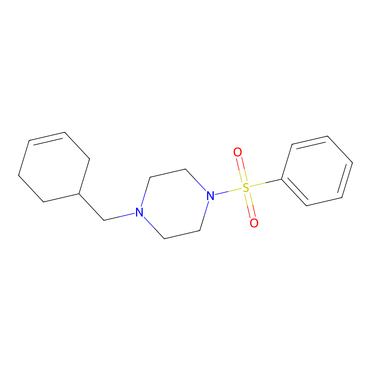 1-(Cyclohex-3-en-1-ylmethyl)-4-(phenylsulfonyl)piperazine molecular structure, CAS 423749-12-6