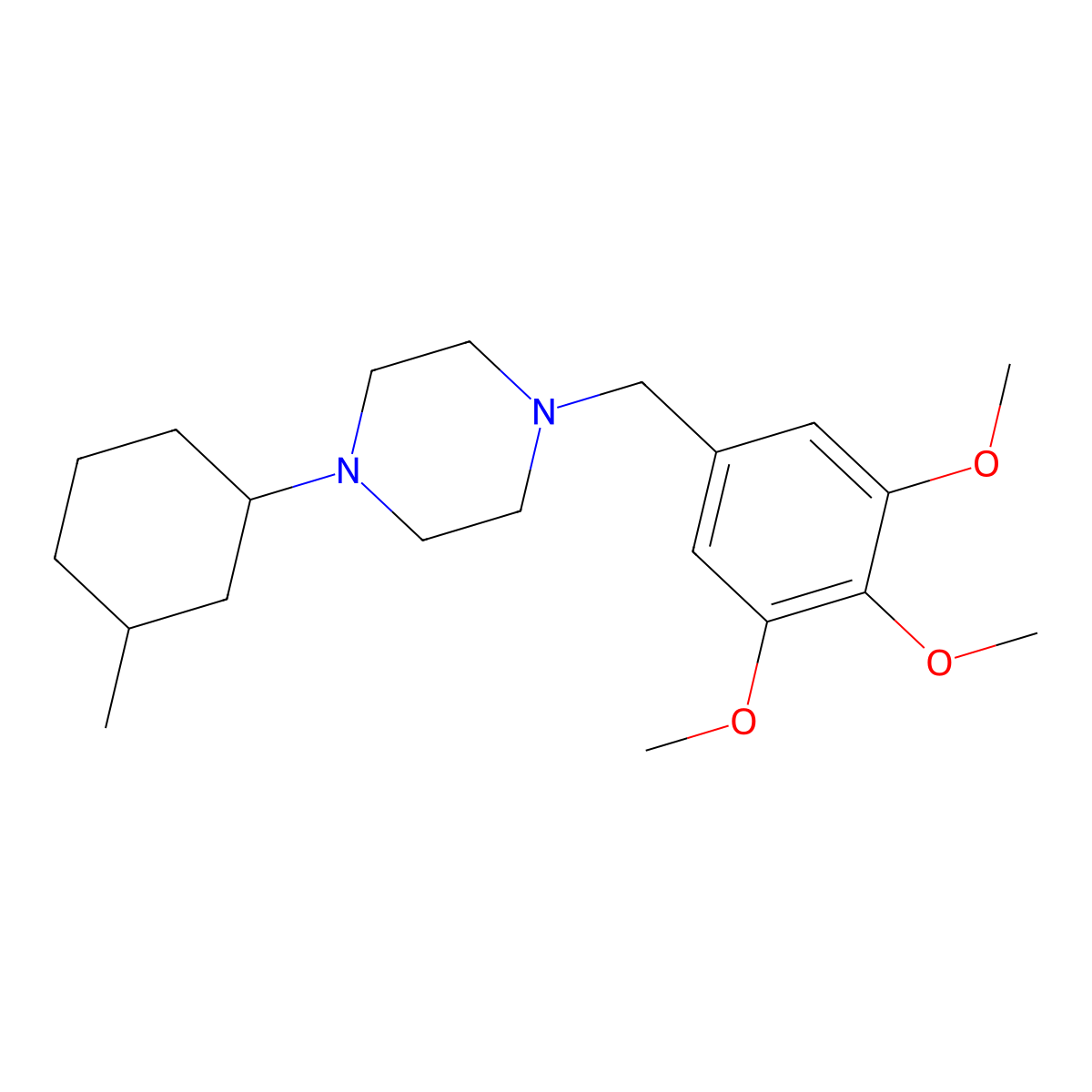 1-(3-Methylcyclohexyl)-4-[(3,4,5-trimethoxyphenyl)methyl]piperazine molecular structure, CAS 423749-14-8