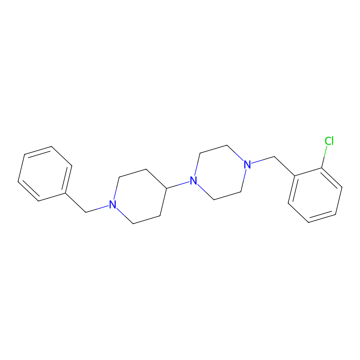 1-(1-Benzylpiperidin-4-yl)-4-[(2-chlorophenyl)methyl]piperazine molecular structure, CAS 423749-15-9