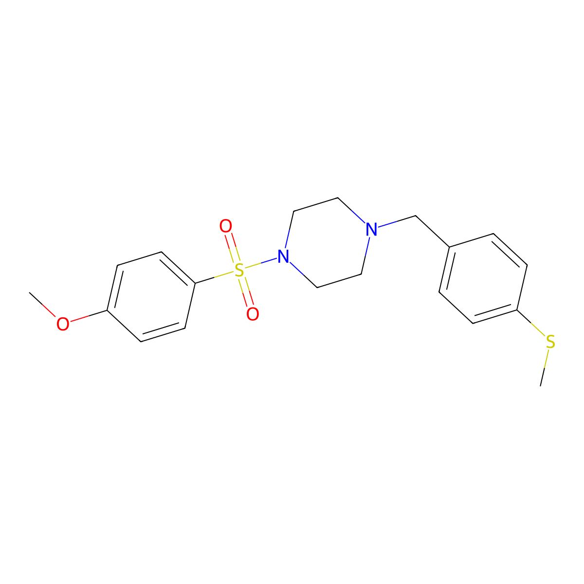 1-(4-Methoxyphenyl)sulfonyl-4-[(4-methylsulfanylphenyl)methyl]piperazine molecular structure, CAS 423749-19-3