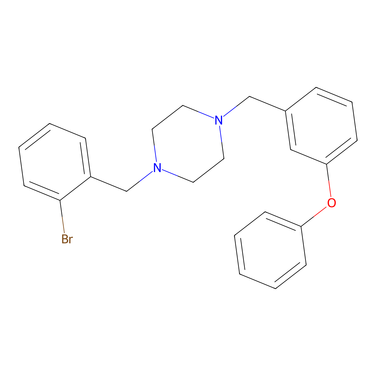 1-[(2-Bromophenyl)methyl]-4-[(3-phenoxyphenyl)methyl]piperazine molecular structure, CAS 423749-20-6