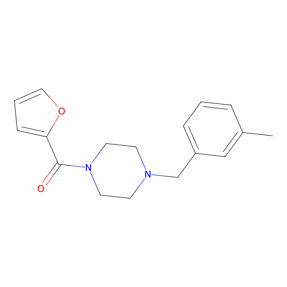 1-(2-Furoyl)-4-(3-methylbenzyl)piperazine molecular structure, CAS 423749-24-0