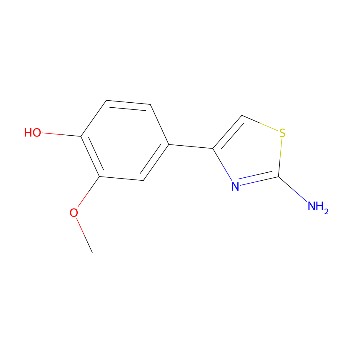 4-(2-Amino-1,3-thiazol-4-yl)-2-methoxyphenol molecular structure, CAS 423749-34-2