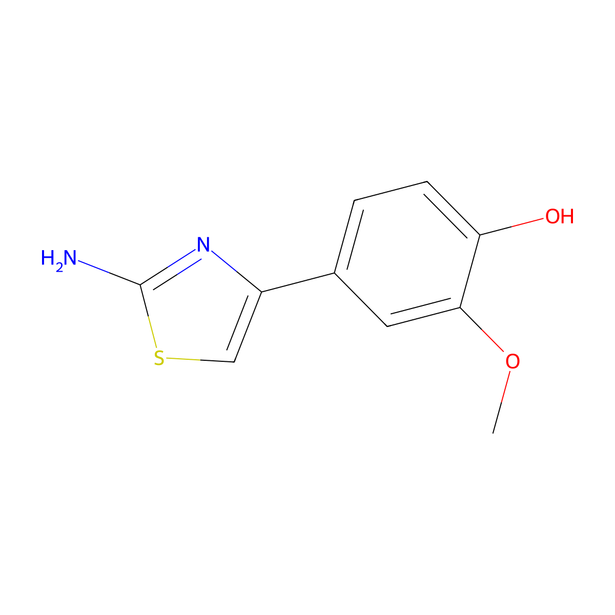 4-(2-Amino-1,3-thiazol-4-yl)-2-methoxyphenol molecular structure, CAS 423749-34-2
