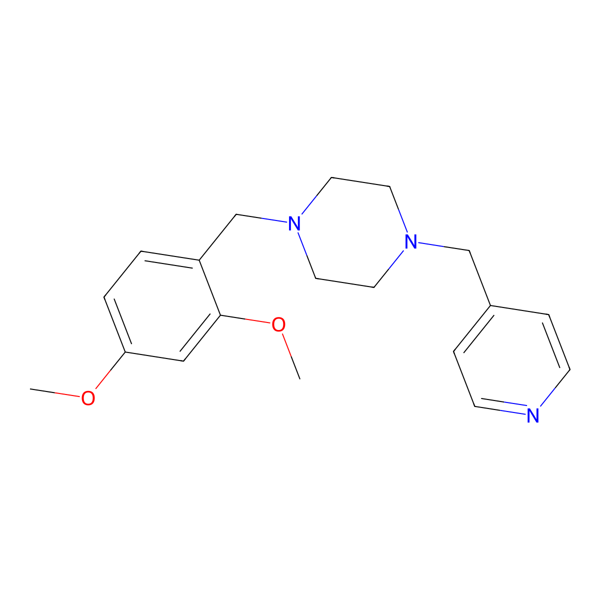 1-[(2,4-Dimethoxyphenyl)methyl]-4-(pyridin-4-ylmethyl)piperazine molecular structure, CAS 423749-37-5