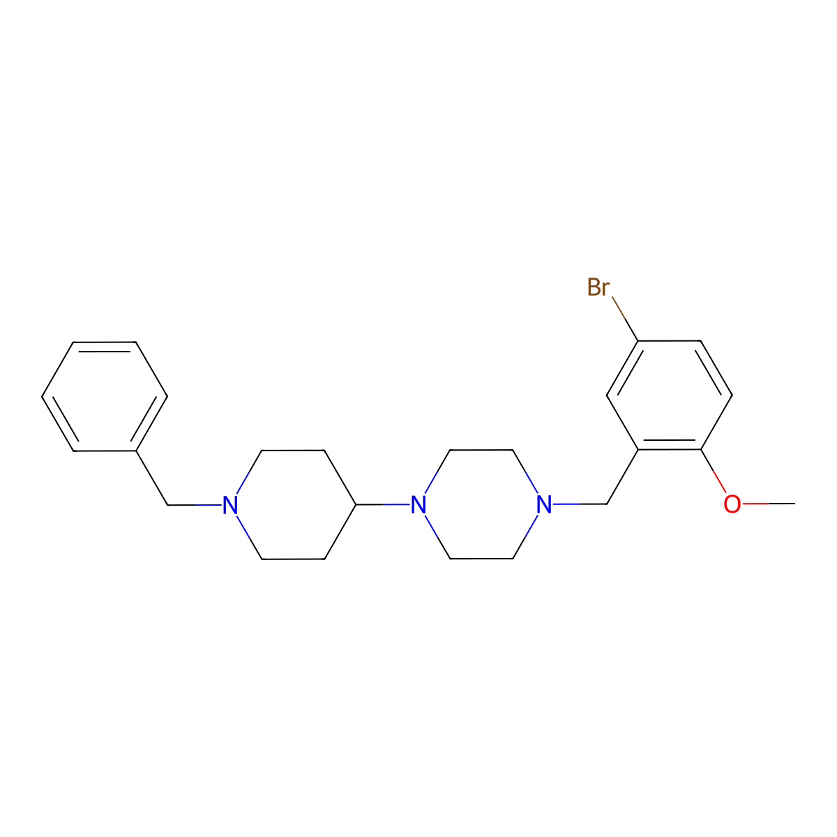 1-(1-Benzylpiperidin-4-yl)-4-[(5-bromo-2-methoxyphenyl)methyl]piperazine molecular structure, CAS 423749-71-7