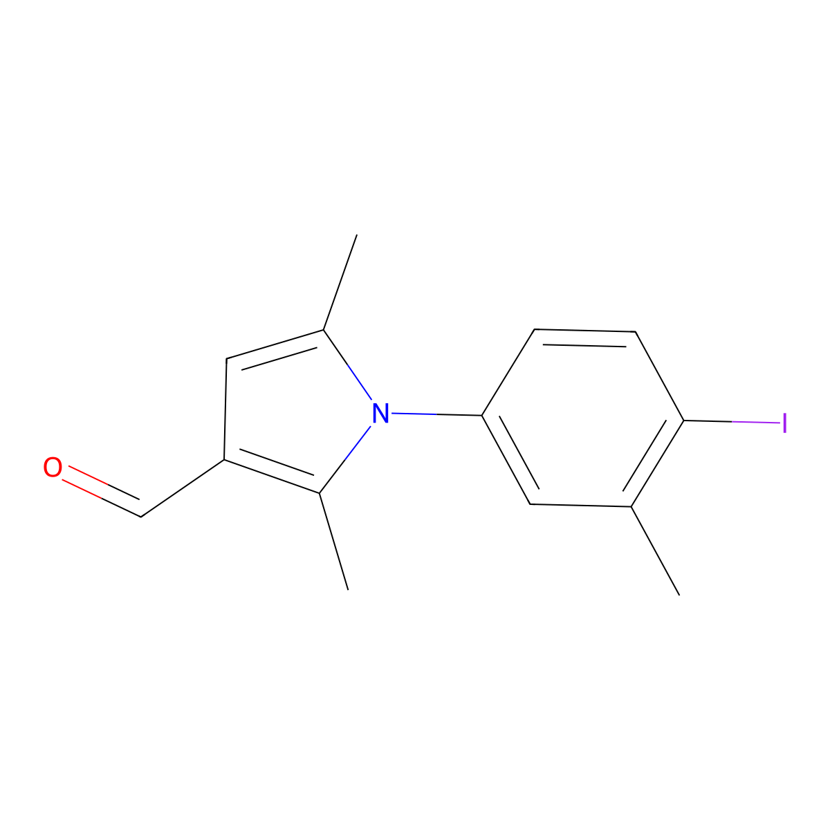 1-(4-Iodo-3-methylphenyl)-2,5-dimethyl-1H-pyrrole-3-carbaldehyde molecular structure, CAS 423750-08-7