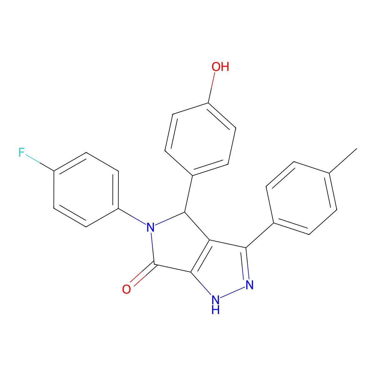 5-(4-Fluorophenyl)-4-(4-hydroxyphenyl)-3-(4-methylphenyl)-1,4-dihydropyrrolo[3,4-c]pyrazol-6-one molecular structure, CAS 423750-10-1