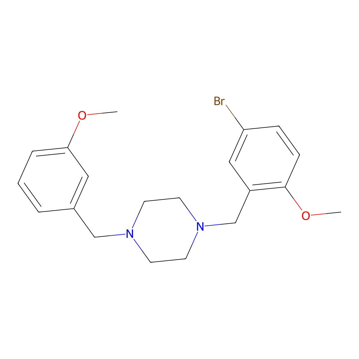 1-(5-Bromo-2-methoxybenzyl)-4-(3-methoxybenzyl)piperazine molecular structure, CAS 423750-29-2