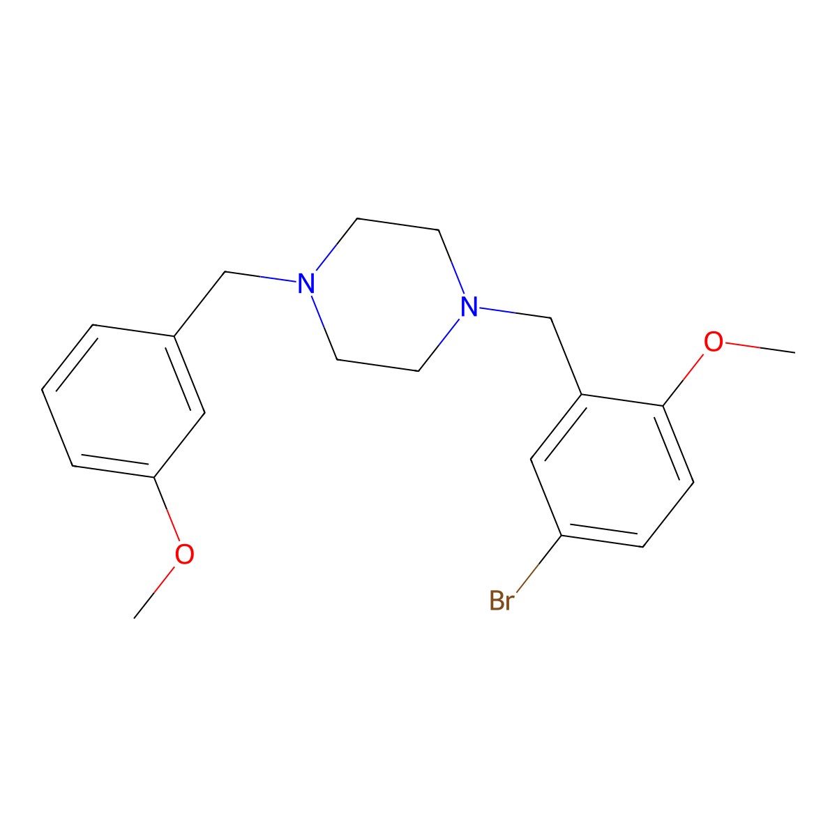 1-(5-Bromo-2-methoxybenzyl)-4-(3-methoxybenzyl)piperazine molecular structure, CAS 423750-29-2