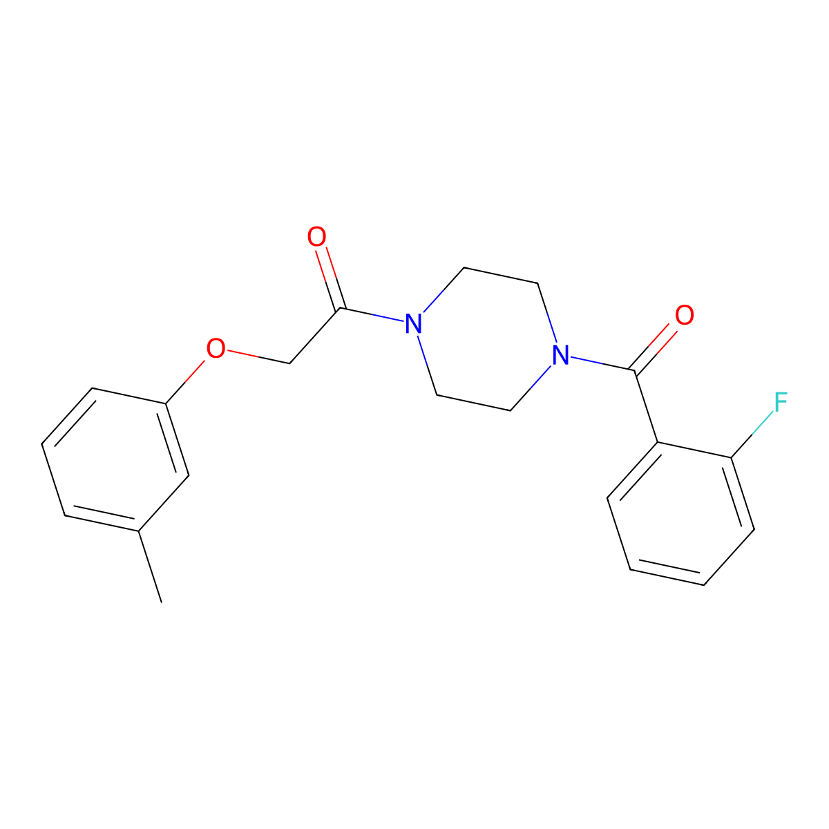 1-[4-(2-Fluorobenzoyl)piperazin-1-yl]-2-(3-methylphenoxy)ethanone molecular structure, CAS 423750-33-8