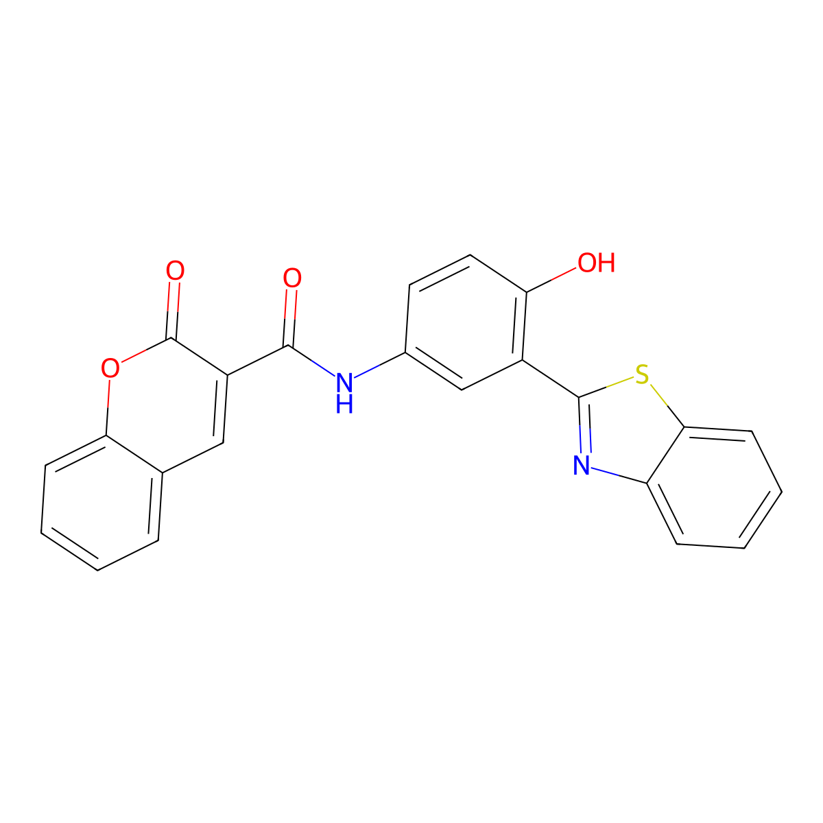 N-(3-(benzo[d]thiazol-2-yl)-4-hydroxyphenyl)-2-oxo-2H-chromene-3-carboxamide molecular structure, CAS 423750-55-4
