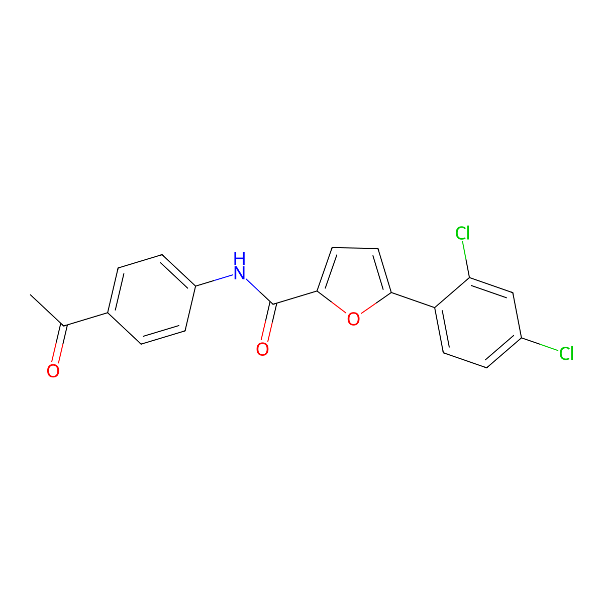 N-(4-acetylphenyl)-5-(2,4-dichlorophenyl)furan-2-carboxamide molecular structure, CAS 423750-77-0
