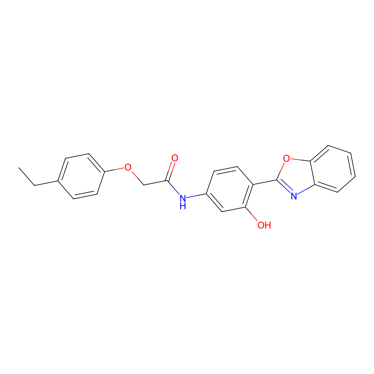 N-[4-(1,3-benzoxazol-2-yl)-3-hydroxyphenyl]-2-(4-ethylphenoxy)acetamide molecular structure, CAS 423750-84-9