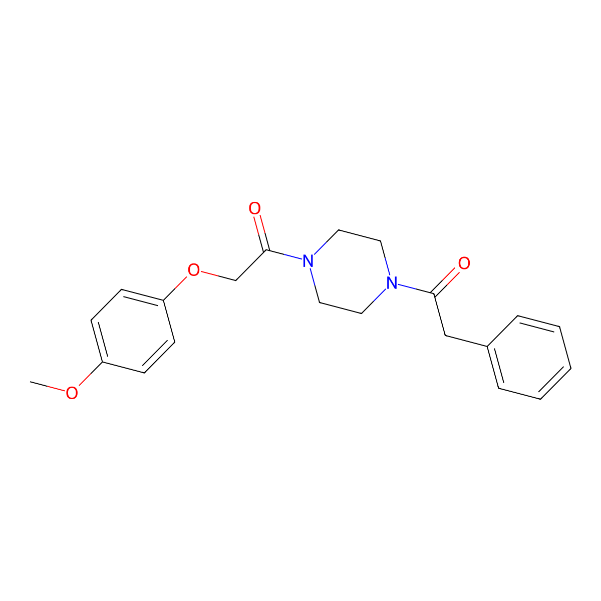 1-[4-[2-(4-Methoxyphenoxy)acetyl]piperazin-1-yl]-2-phenylethanone molecular structure, CAS 423750-94-1