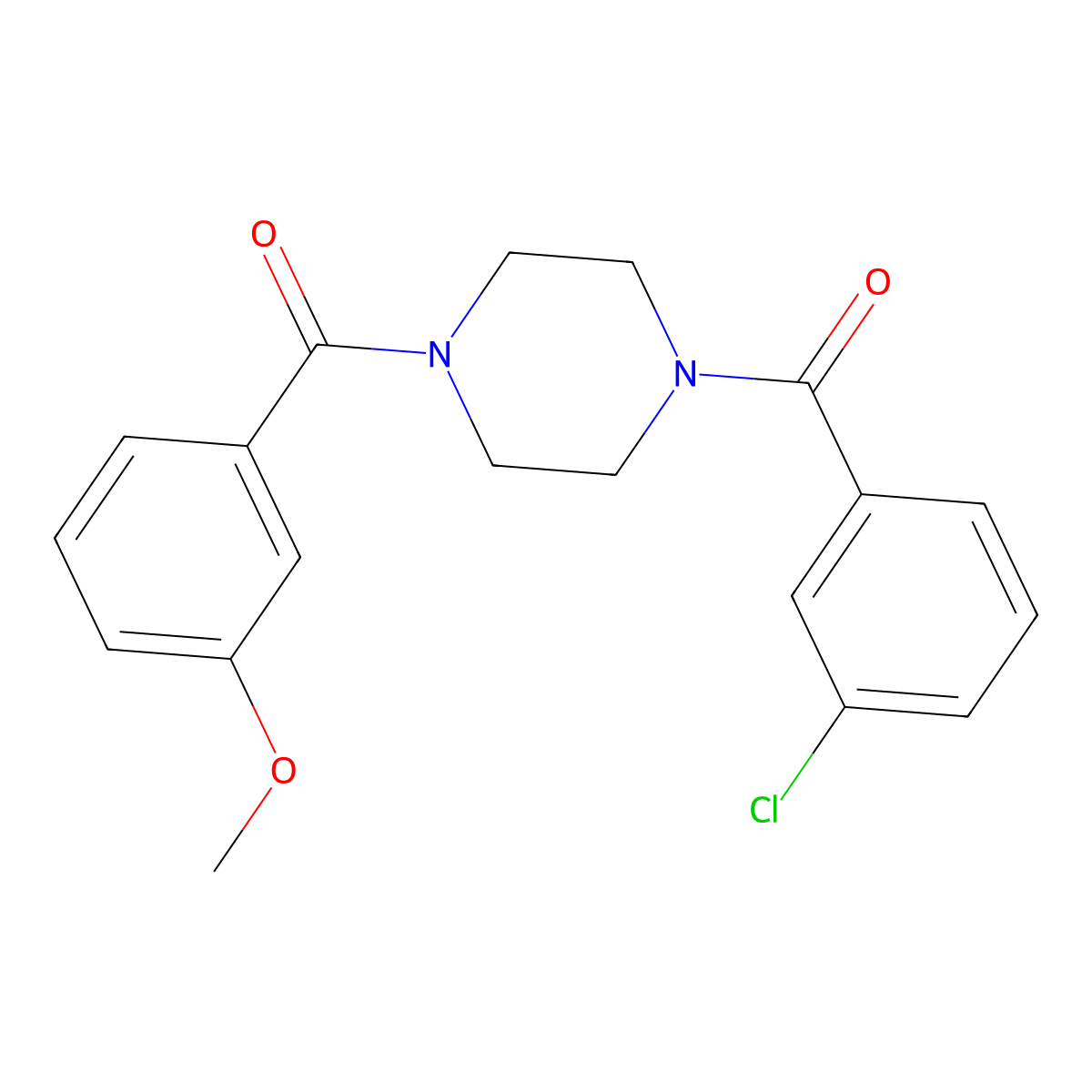 1-(3-Chlorobenzoyl)-4-(3-methoxybenzoyl)piperazine molecular structure, CAS 423750-98-5