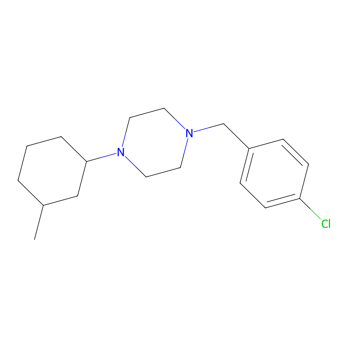 1-(4-Chlorobenzyl)-4-(3-methylcyclohexyl)piperazine molecular structure, CAS 423751-04-6