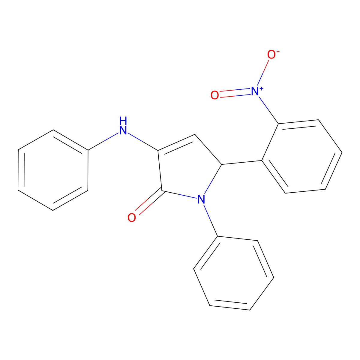 4-anilino-2-(2-nitrophenyl)-1-phenyl-2H-pyrrol-5-one molecular structure, CAS 423751-19-3