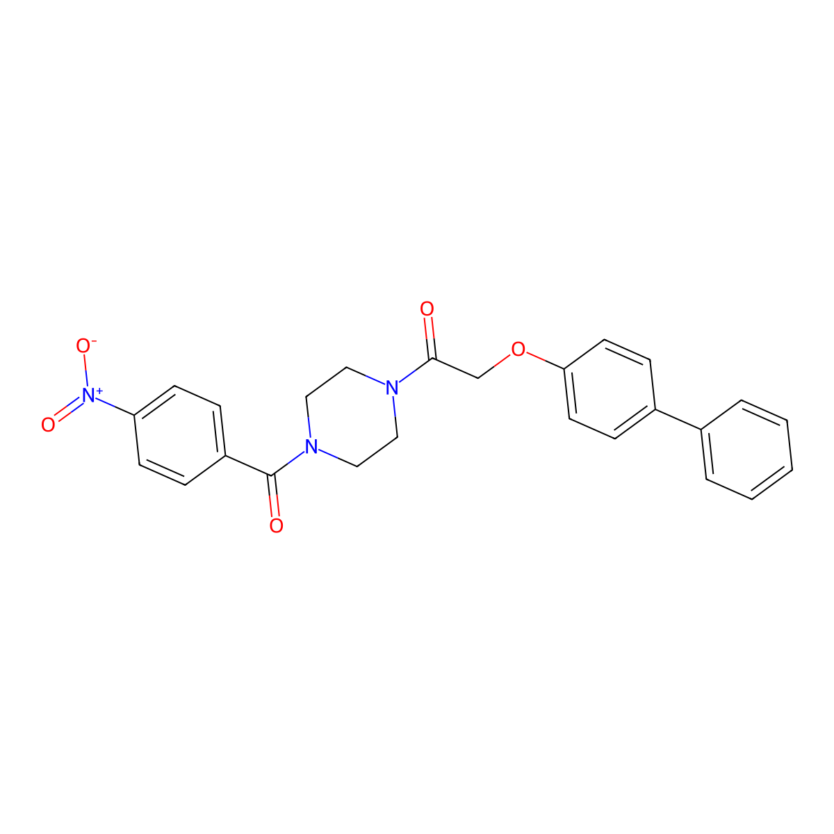 1-[4-(4-Nitrobenzoyl)piperazin-1-yl]-2-(4-phenylphenoxy)ethanone molecular structure, CAS 423751-20-6