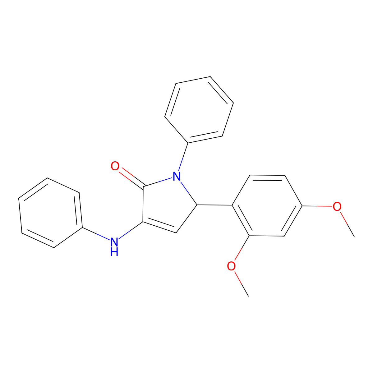 4-anilino-2-(2,4-dimethoxyphenyl)-1-phenyl-2H-pyrrol-5-one molecular structure, CAS 423751-27-3
