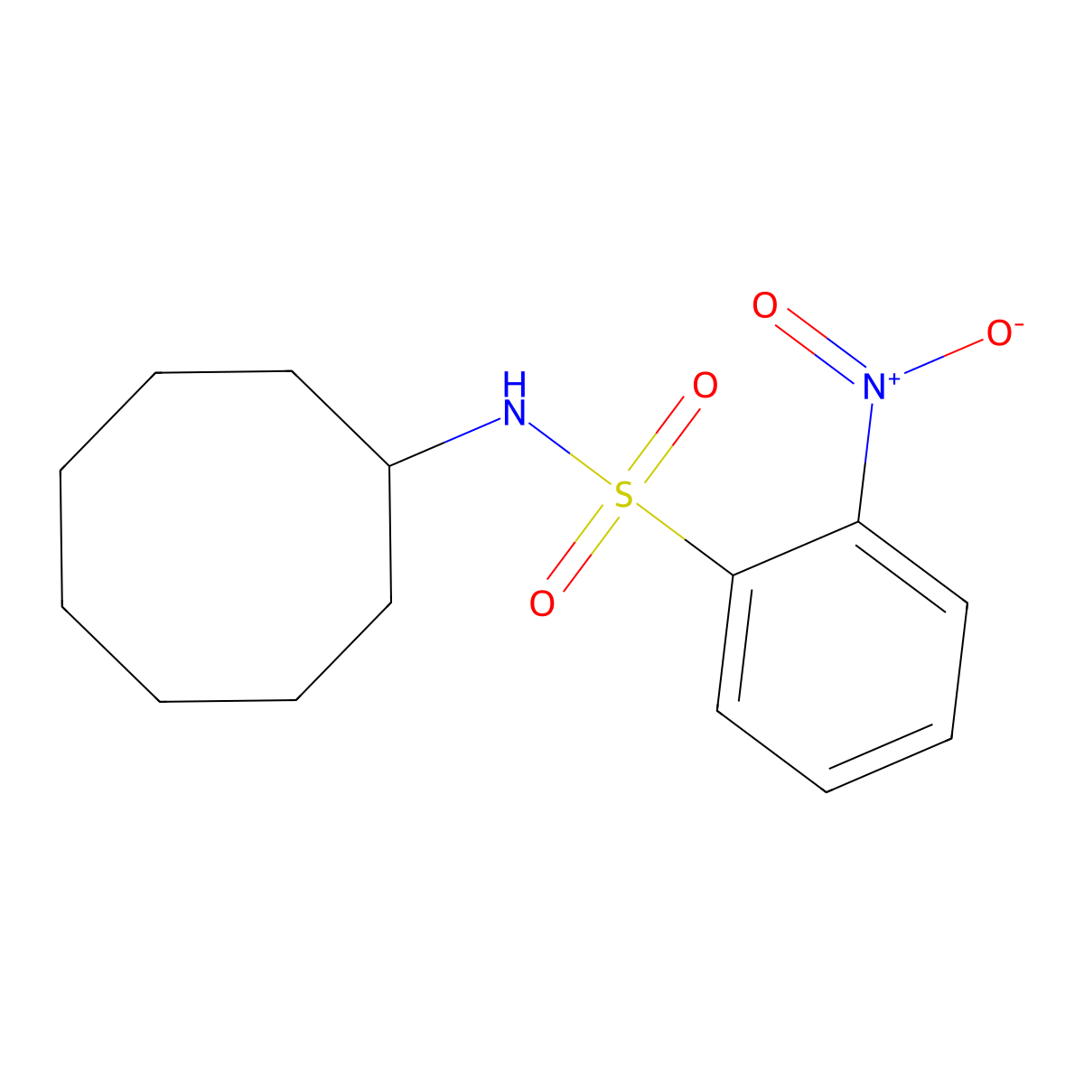N-cyclooctyl-2-nitrobenzenesulfonamide molecular structure, CAS 423751-38-6