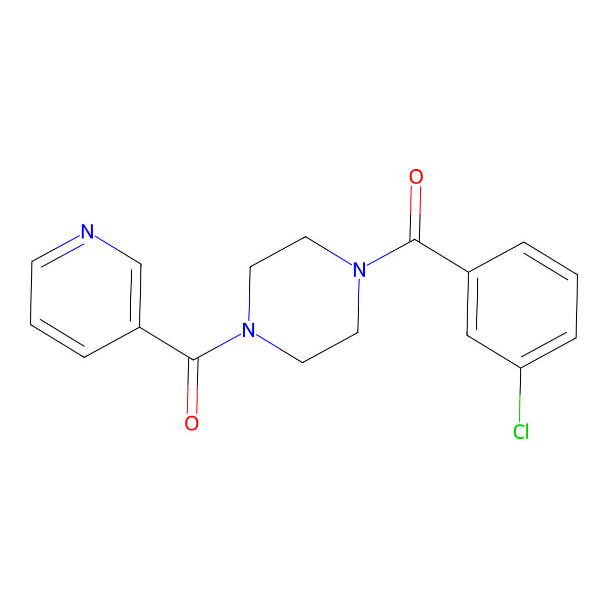 (3-Chlorophenyl)-[4-(pyridine-3-carbonyl)piperazin-1-yl]methanone molecular structure, CAS 423751-39-7