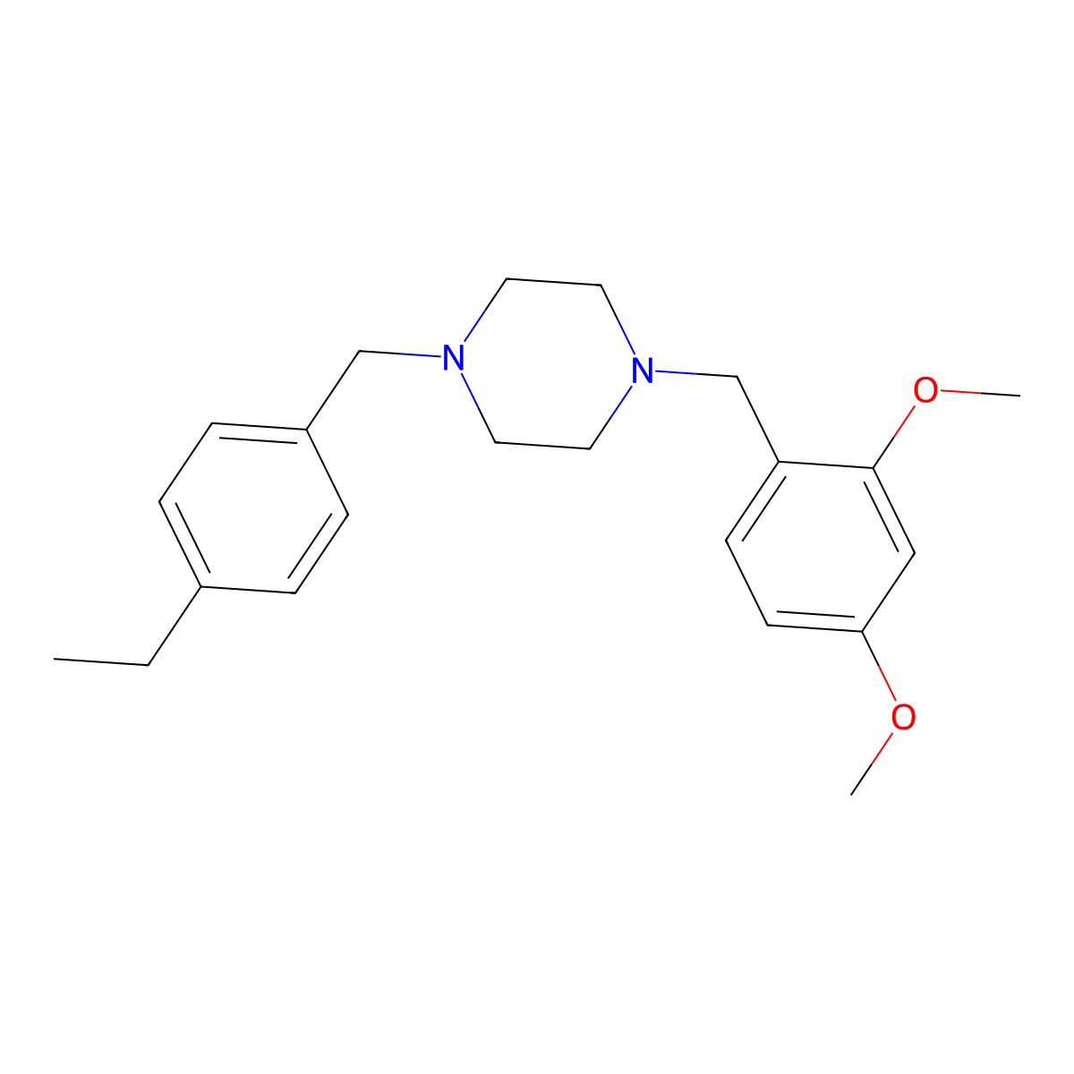1-(2,4-Dimethoxybenzyl)-4-(4-ethylbenzyl)piperazine molecular structure, CAS 423751-49-9
