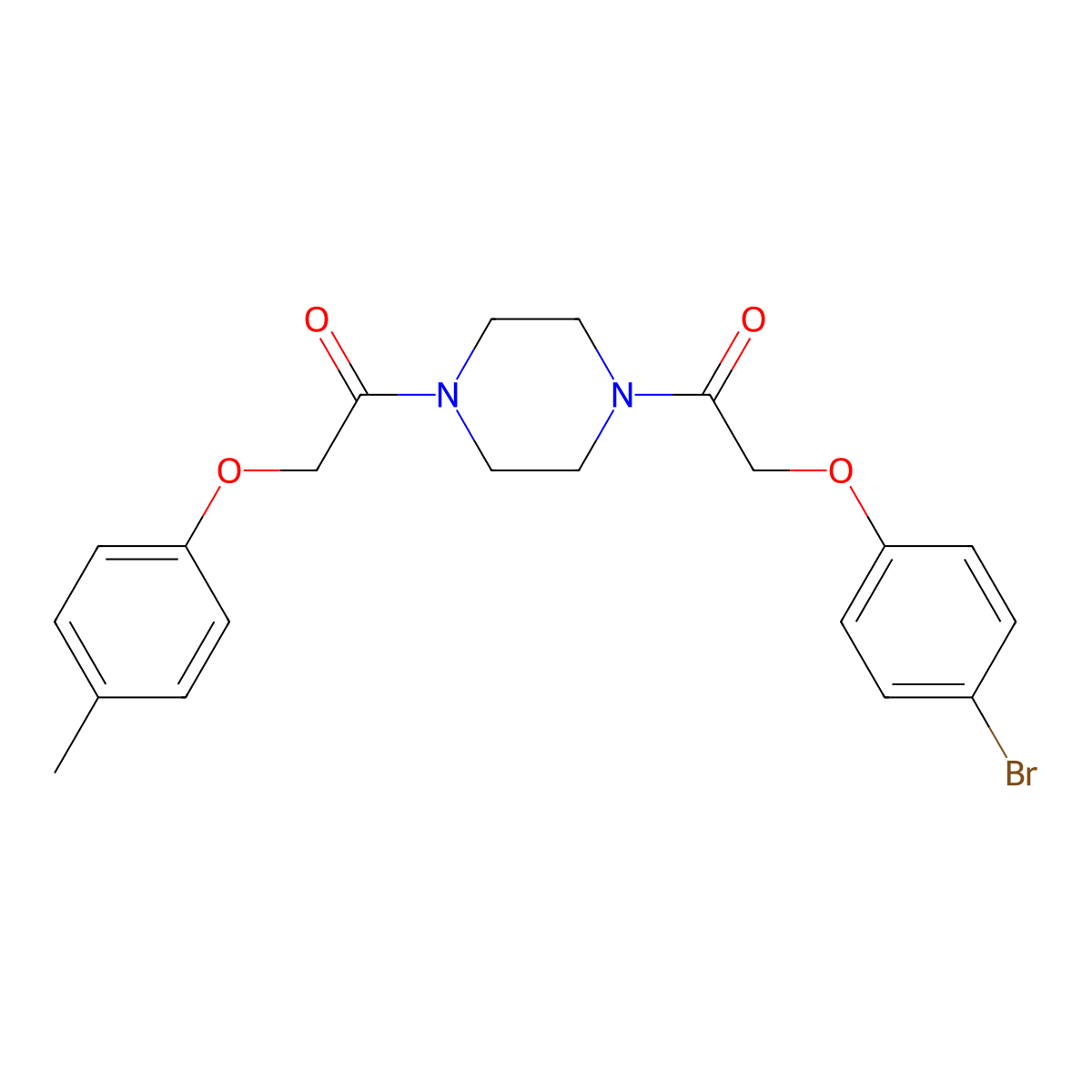 1-[4-[2-(4-Bromophenoxy)acetyl]piperazin-1-yl]-2-(4-methylphenoxy)ethanone molecular structure, CAS 423751-55-7