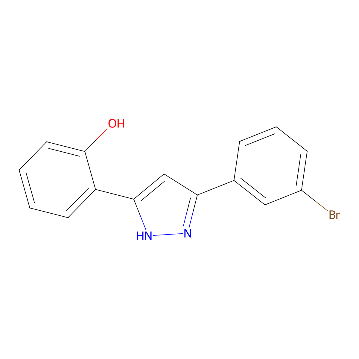 2-[5-(3-bromophenyl)-1H-pyrazol-3-yl]phenol molecular structure, CAS 423751-80-8