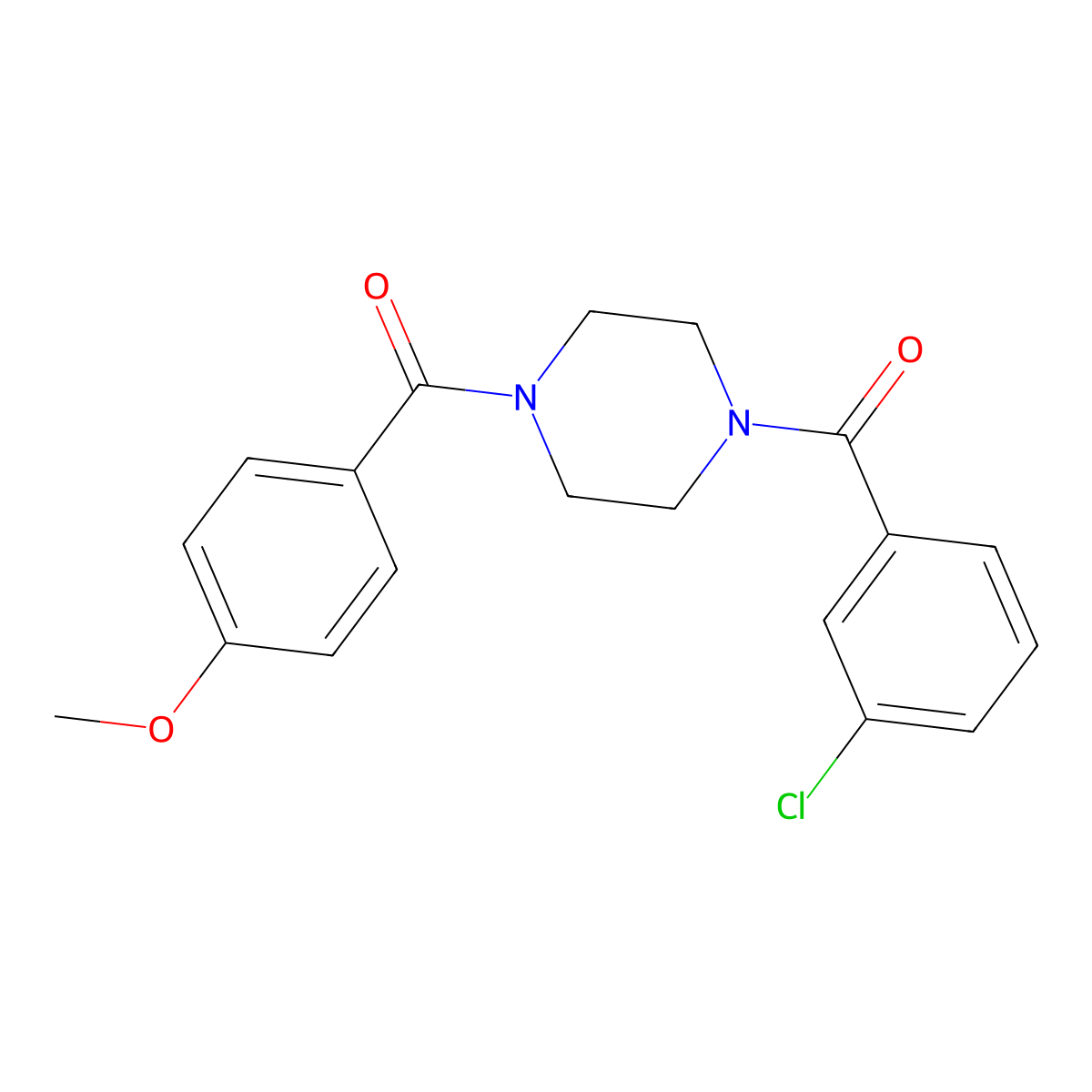1-(3-Chlorobenzoyl)-4-(4-methoxybenzoyl)piperazine molecular structure, CAS 423752-16-3