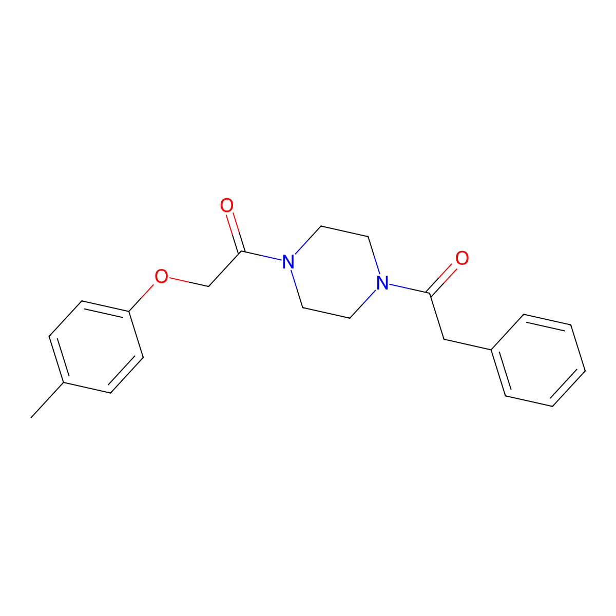 1-[4-[2-(4-Methylphenoxy)acetyl]piperazin-1-yl]-2-phenylethanone molecular structure, CAS 423752-18-5