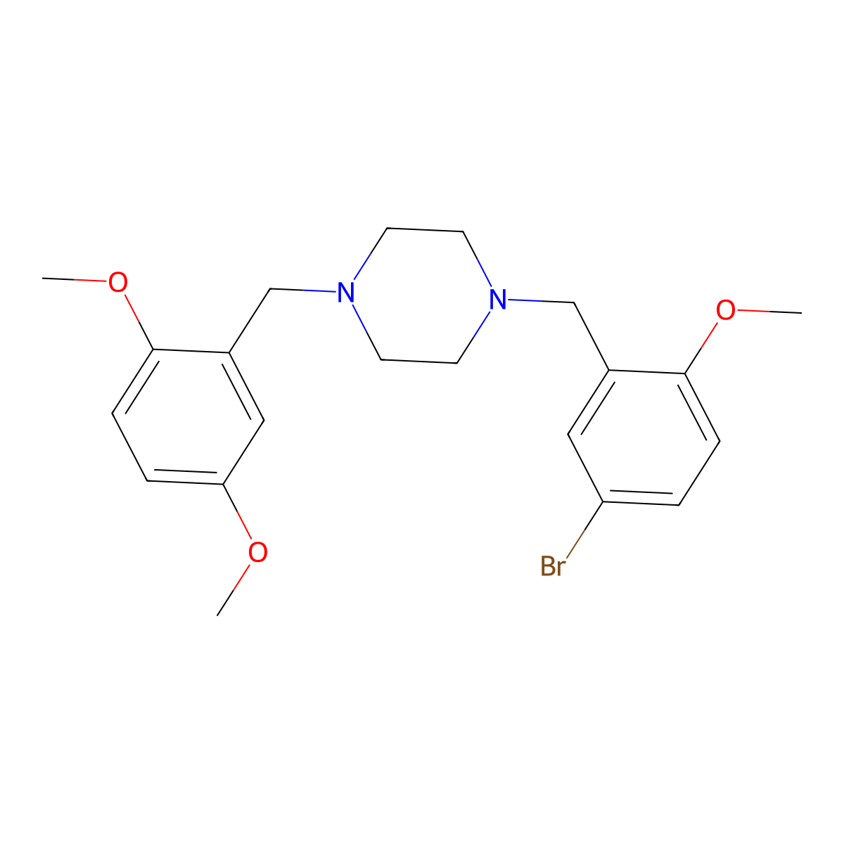 1-[(5-Bromo-2-methoxyphenyl)methyl]-4-[(2,5-dimethoxyphenyl)methyl]piperazine molecular structure, CAS 423752-34-5