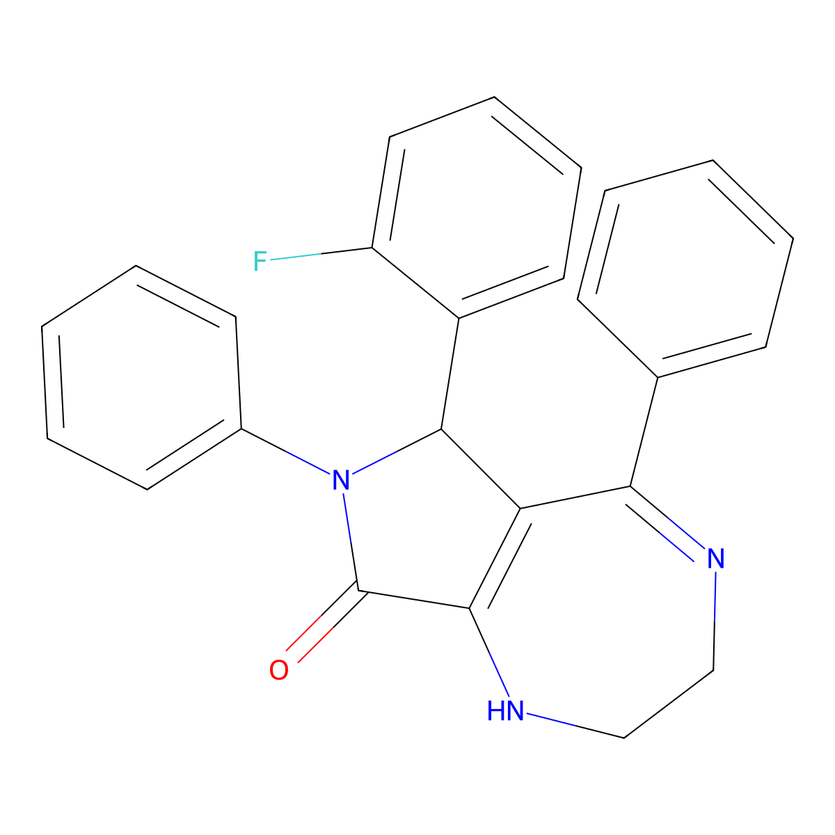 6-(2-Fluorophenyl)-5,7-diphenyl-1,2,3,6-tetrahydropyrrolo[3,4-e][1,4]diazepin-8-one molecular structure, CAS 423752-44-7