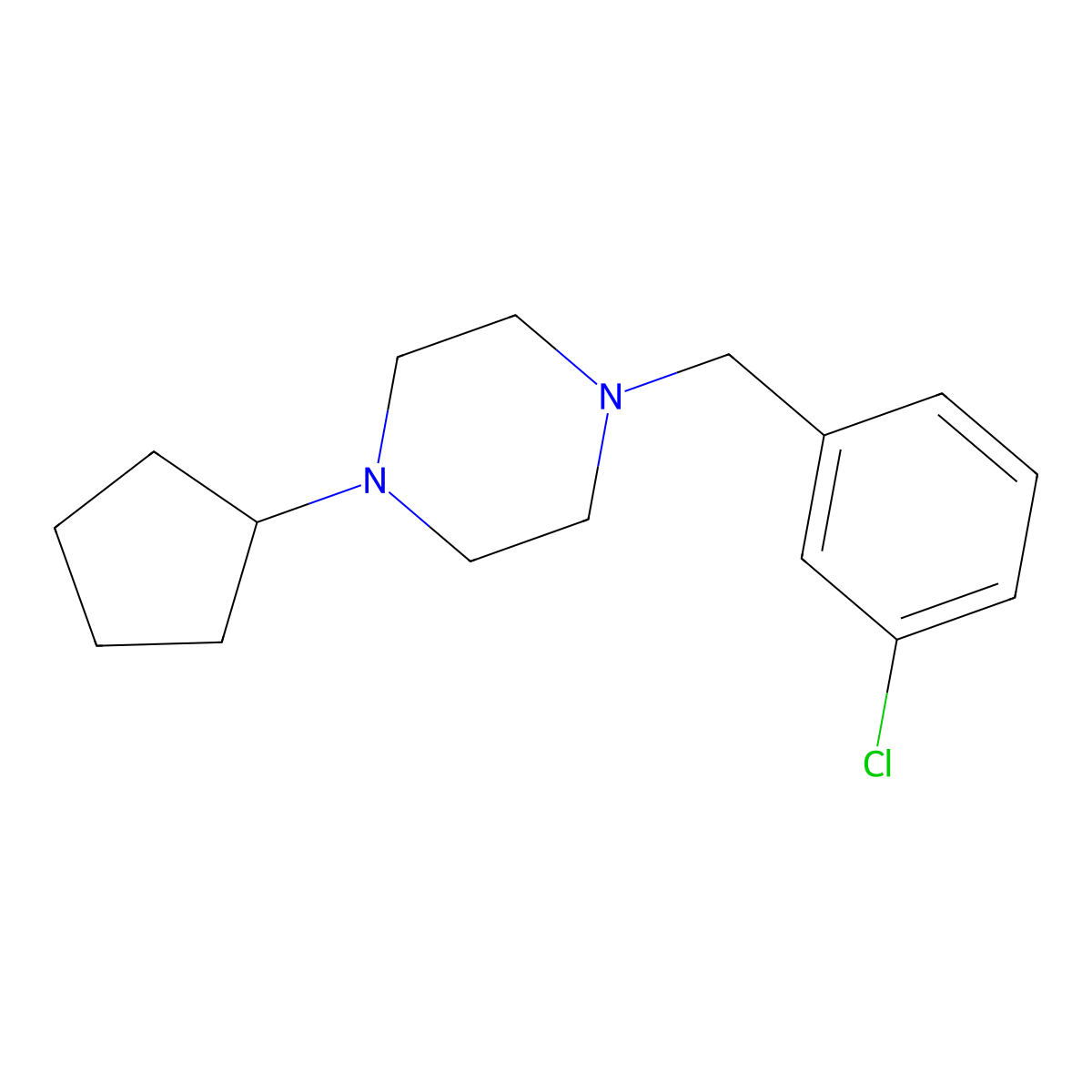 1-(3-Chlorobenzyl)-4-cyclopentylpiperazine molecular structure, CAS 423752-46-9