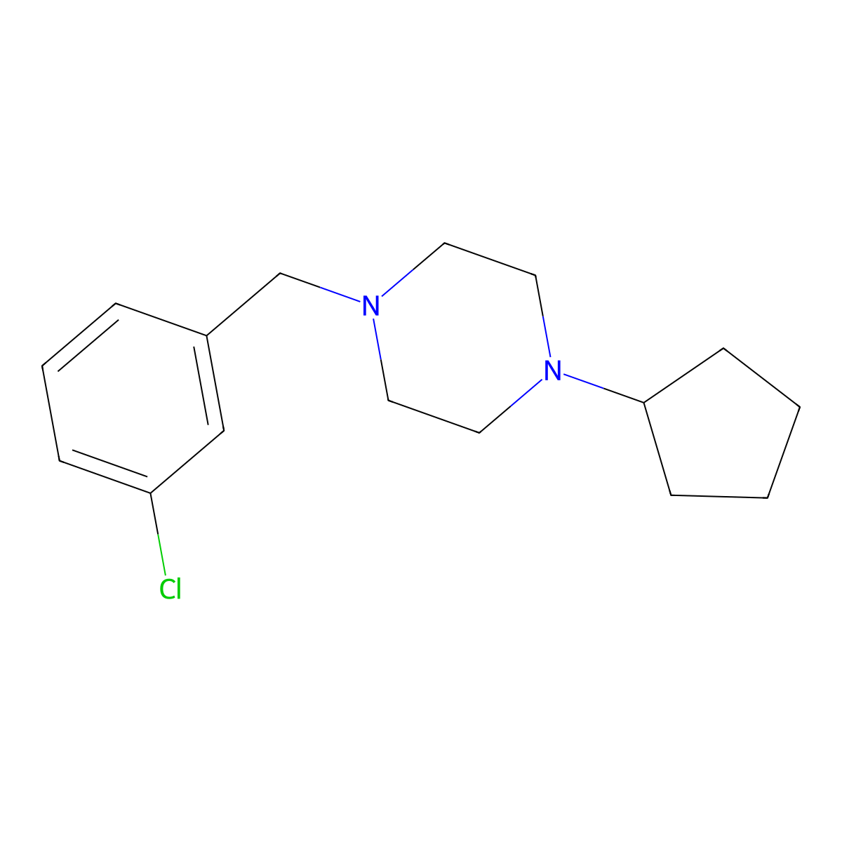 1-(3-Chlorobenzyl)-4-cyclopentylpiperazine molecular structure, CAS 423752-46-9