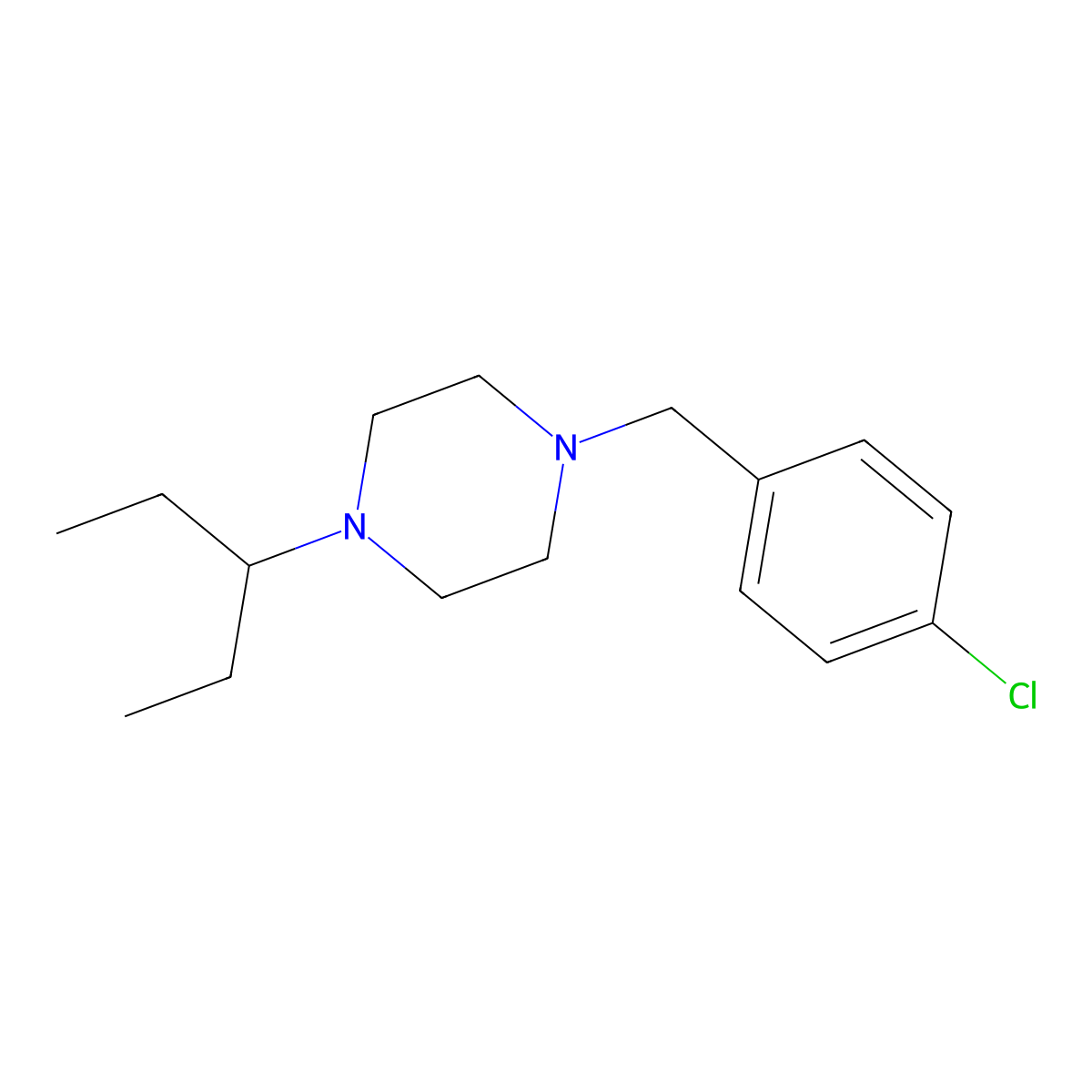 1-(4-Chlorobenzyl)-4-(pentan-3-yl)piperazine molecular structure, CAS 423752-48-1