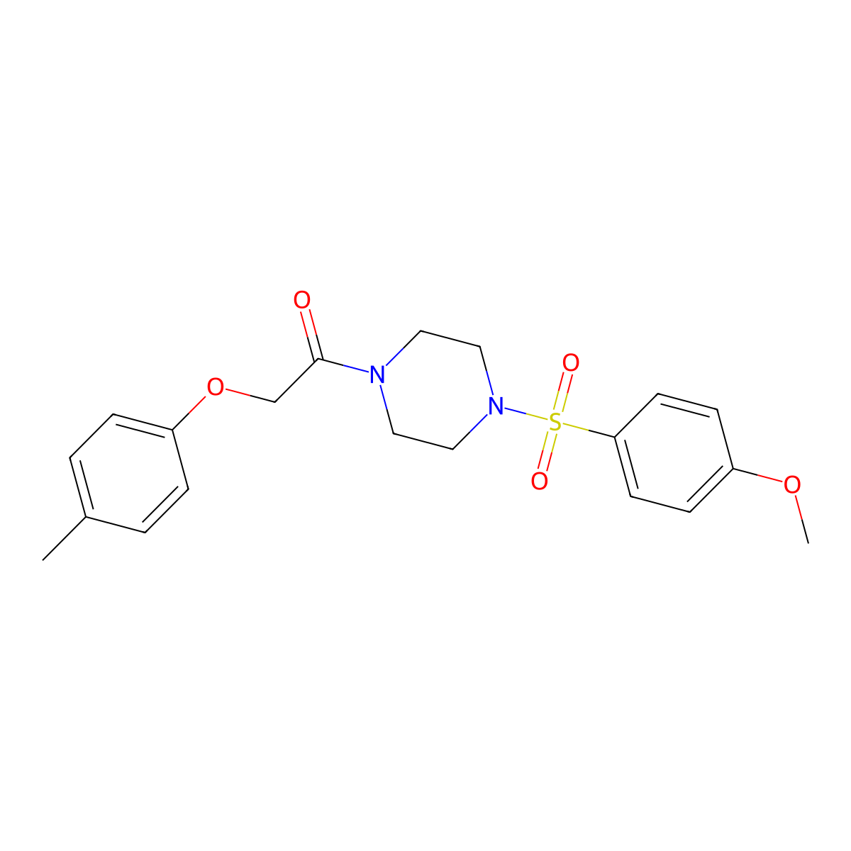 1-[4-(4-Methoxyphenyl)sulfonylpiperazin-1-yl]-2-(4-methylphenoxy)ethanone molecular structure, CAS 423752-49-2