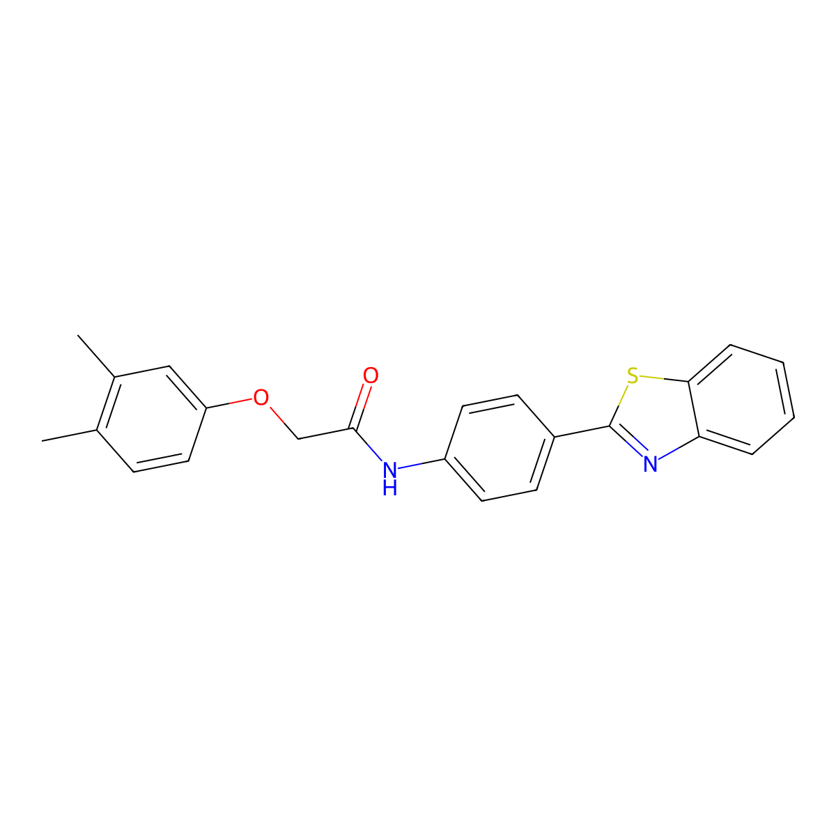 N-[4-(1,3-benzothiazol-2-yl)phenyl]-2-(3,4-dimethylphenoxy)acetamide molecular structure, CAS 423752-50-5