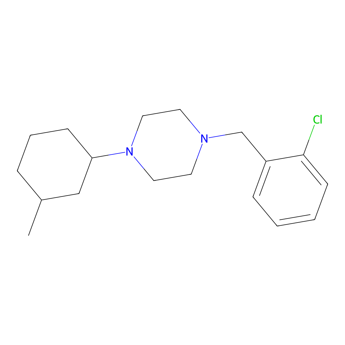 1-(2-Chlorobenzyl)-4-(3-methylcyclohexyl)piperazine molecular structure, CAS 423752-51-6